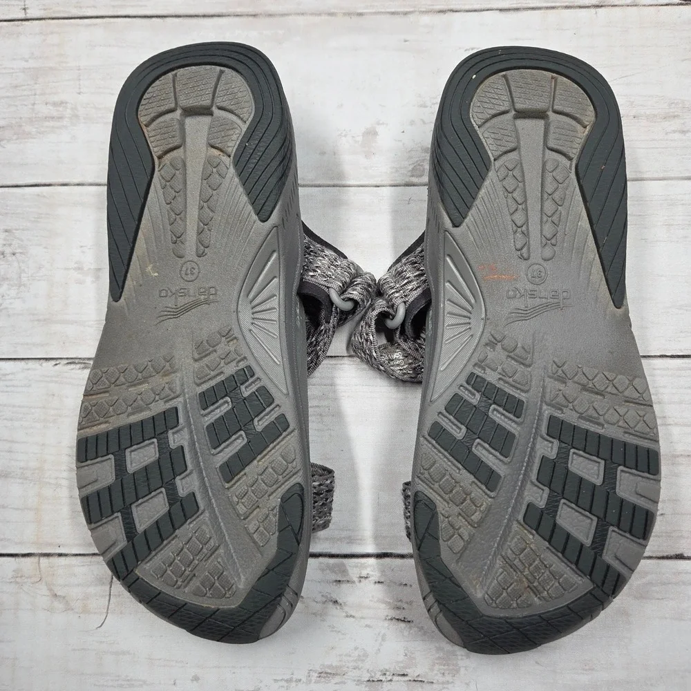 Dansko Rosette Sandals Womens 37‎ Grey Sporty Adjustable Strap Comfort Slides